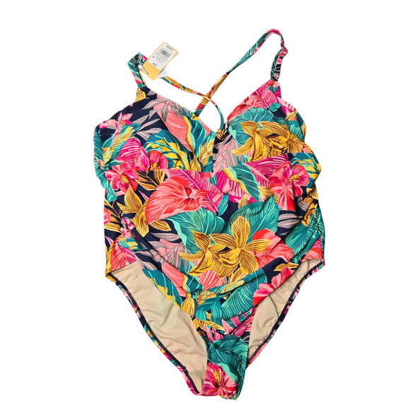 Kona Sol One-Piece Floral Swimsuit Size: 22W - Picture 2 of 6